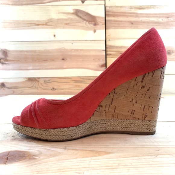 Prada Suede Open Toe Cork Wedge Pumps shoes 38 - Picture 9 of 16